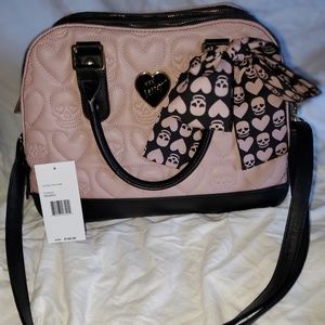 BETSEY JOHNSON PUNK SKULL HEARTS HANDBAG